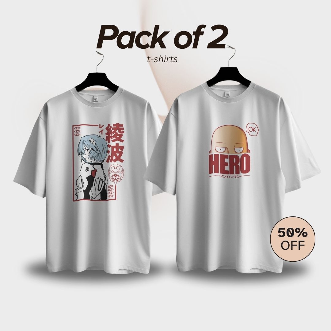 One Punch Man + Evangelion T-Shirt Combo