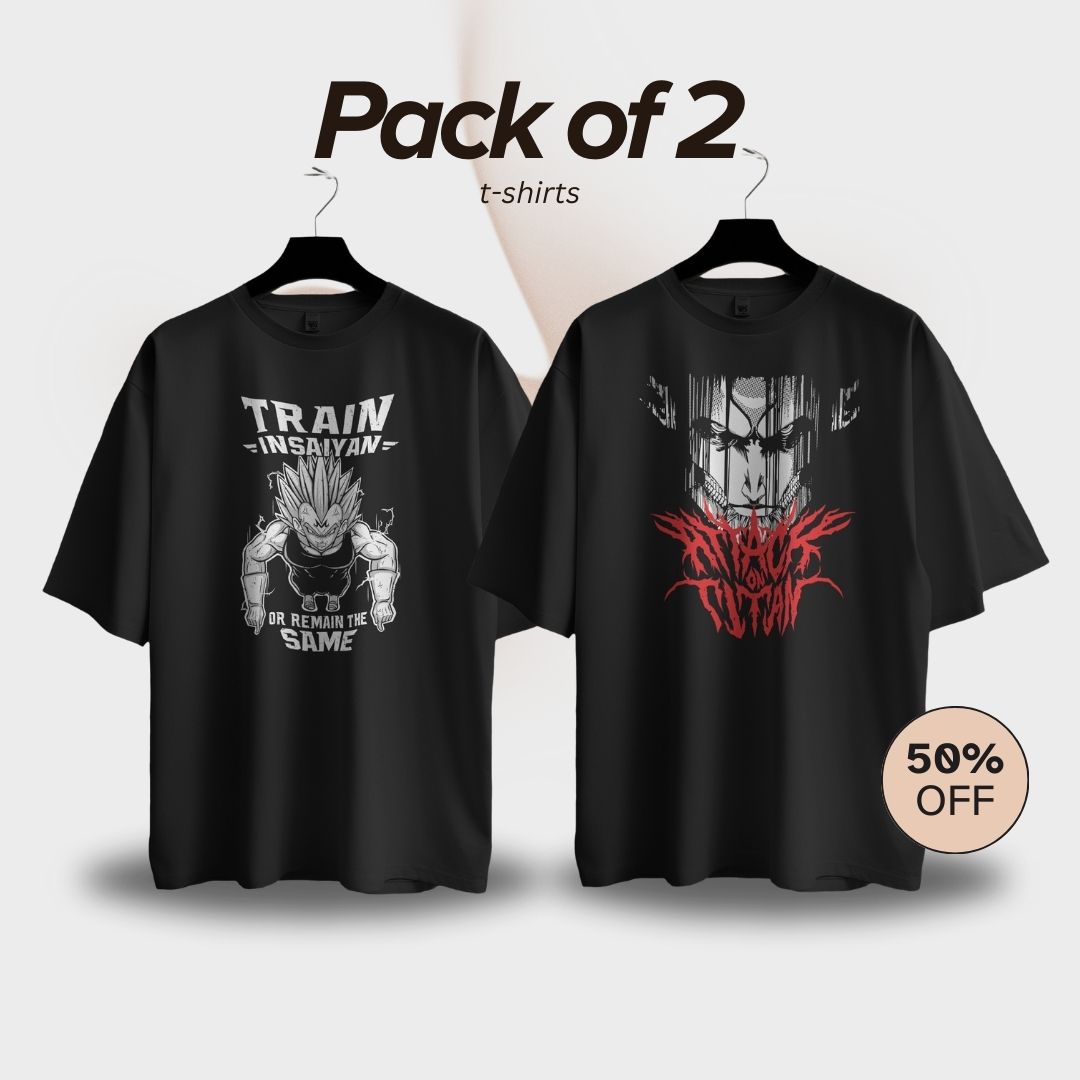 Dragon Ball Z + Attack On Titan T-Shirt Combo