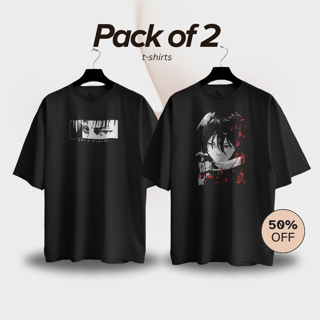Mikasa + Levi T-Shirt Combo