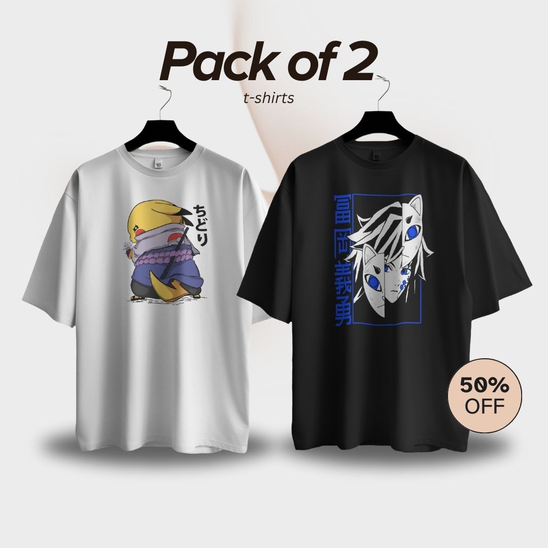 Pikachu + Demon Slayer T-Shirt Combo